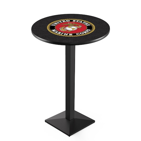 Holland Bar Stool Co 36" Blk Wrinkle U.S. Marines Pub Table L217B3628Marine